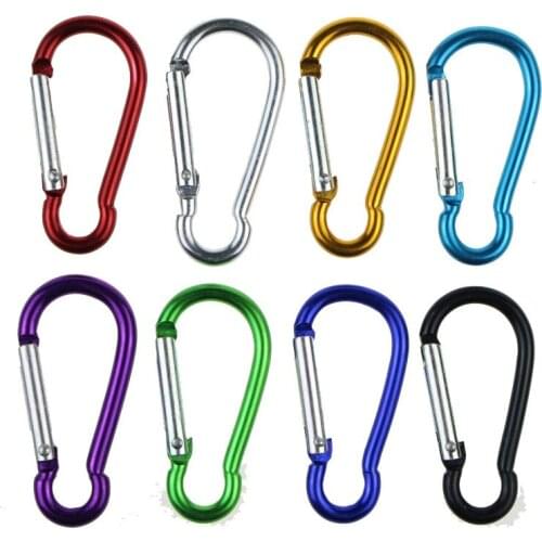 5pcs Colorful Aluminum Alloy R Shaped Carabiner Keychain Hook Spring Snap Clip Camping Climbing Accessory Travel Kits