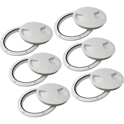 6pcs RV Boat Round Non Slip Inspection Hatch Marine Deck Plate Access, Plastic, White, 5 Inch 12cm