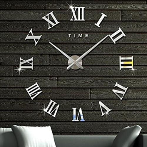 Roman Numbers Acrylic Self-adhesive Mirror Surface DIY Sticker Wall Clock Living Room Beautiful Home Decor