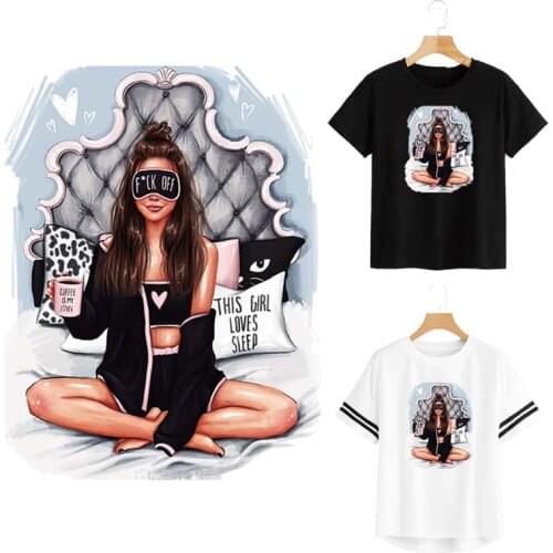 Appliques On Clothes Love Sleep Girl New Design T-Shirt Dresses Thermal Transfer Hot Tear Diy Iron On Patch Washable