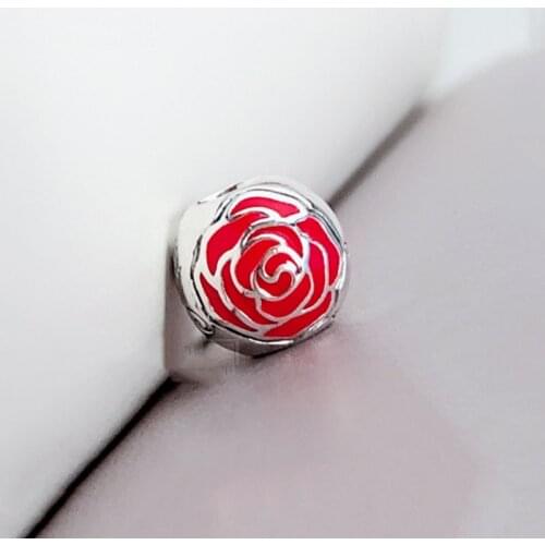 Authentic 925 Sterling Silver Beads New Fiery Red Fashion Rose Beads Fit Original Pandora Bracelet For Women Diy Jewelry