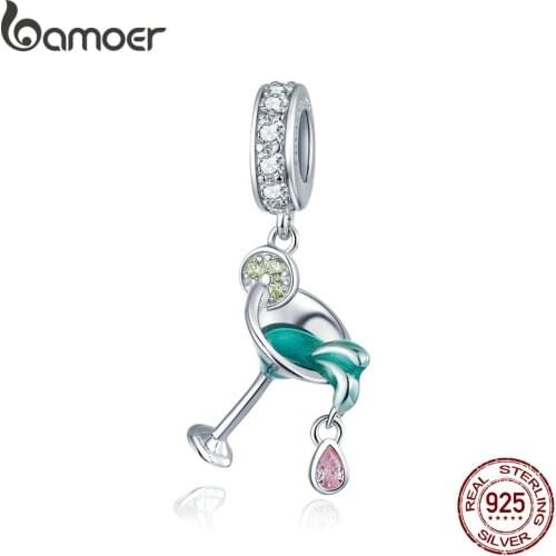 Bamoer 2020 Summer Series Cocktail Pendant Charm fit Original Snake Bracelet or Necklace 925 Sterling Silver DIY Jewelry BSC262