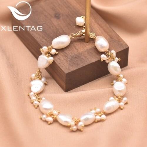 XlenAg Natural Irregular Baroque Pearl Bracelet Charm Female Birthday Party Wedding Engagement Jewelry Pulseras pareja GB0928