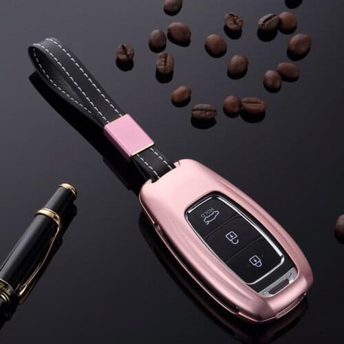 Aluminium Alloy Car Key Case Cover Accessories For Hyundai Santa Fe TM 2019 I30 2018 Solaris Azera Elantra Grandeur Accent