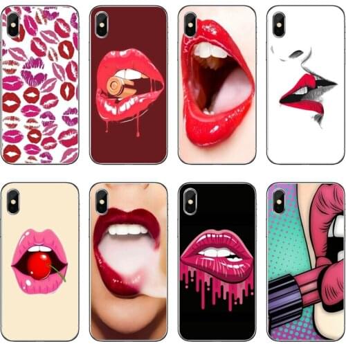 Sexy Girl Red Lips Accessories Phone Case For Huawei P20 P30 P40 Pro P10 P9 Lite Y5 Y6 Y7 Y9 P Smart Plus 2018 2019