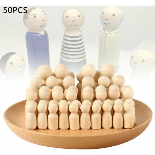 50 PCS Unfinished Wood Doll Figures for DIY Painting, Decoration, Assorted Wooden People Shapes for Arts and Crafts