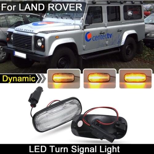 For LAND ROVER Defender Td5 98-15 Freelander 02-05 Discovery2 99-04 Clear Lens LED Side Marker Light Dynamic Turn Signal Lamp