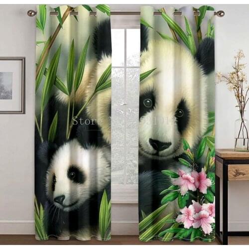 Home Living Room Shading Decorative Curtain Home Textile Decoration Bedroom Curtains Panda Mother Child Pattern Blackout Curtain