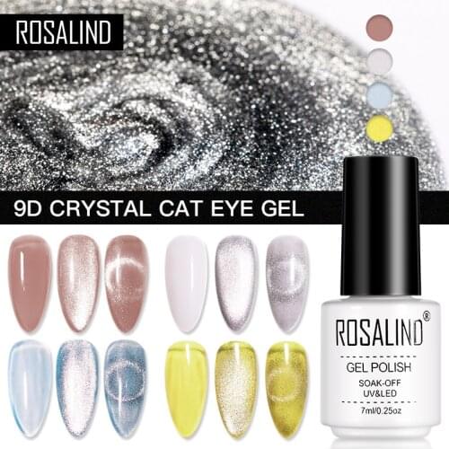 ROSALIND Nail Gel Cat Eye 9D Crystal With Magnetic Stick Gel Polish All For Manicure Soak Off Gel Lacquer Nail Art Decorations