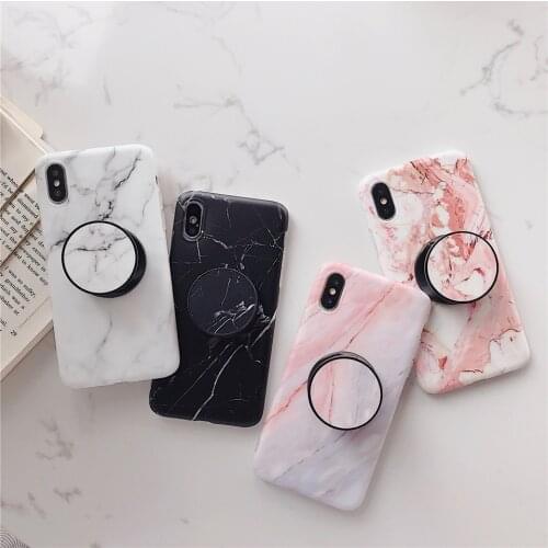 Beyour Marmer Flexibele Standhouder Case Voor IPhone11pro X XS Max X 8 7 6 S Plus Zachte IMD Telefoon Cover Marble Series Case