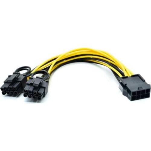 Computer graphics card CPU 8-pin female to dual PCI-E PCI Express 6+2 pin male power cord 18 AWG graphics card BTC Miner cable