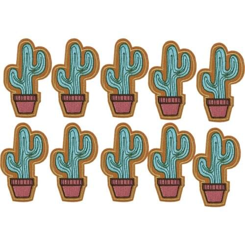 Diy patches for clothing iron embroidered Cactus patch applique iron on patches sewing accessories badge stickers on clothes bag