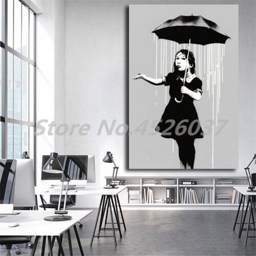Nola Girl Umbrella Raining New Orleans Canvas Painting Print Living Room Home Decor Modern Wall Art Oil Painting Poster