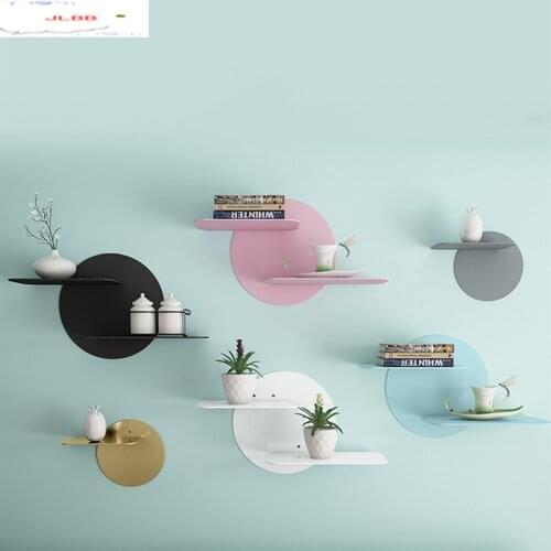 Nordic Wall Storage Rack Background Shelf Iron Art Decorative Shelf Living Room Wall Hanging Display Two Layers Storage Rack