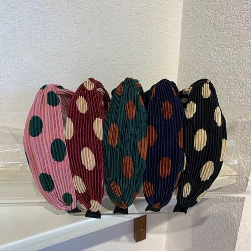 Geebro Dot Stripe Lady Hair Hoop Top Knot Turban Headband Boho Hairband Hair Accessories for Girls Knotted Head band Hair Band