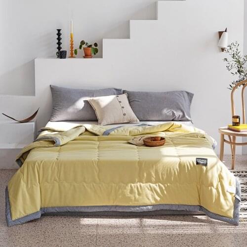 Pure Color Summer Quilt yellow Bedspread Blanket fashion Comforter soft Bed Cover Twin full Queen Quilting solid bedclothes