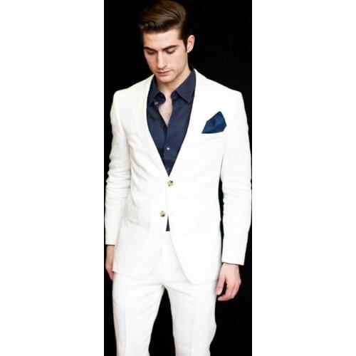 Peak Design Groom Tuxedo White Classic Suits Men Wedding Suits Best Man Blazer Costume Homme Mariage Slim Fit Terno Masculino