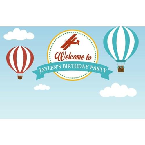 Custom hot air balloon clouds backgrounds High quality Computer print party backdrops