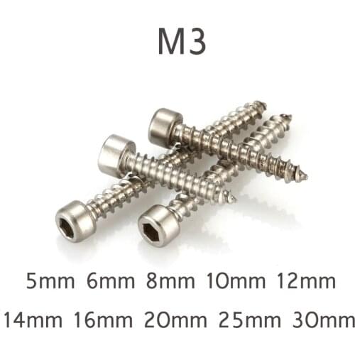 200pcs Round Head Hexagon Hex Socket Cap Self-tapping Screw M3 Self Tapping Screw 304 Stainless Steel