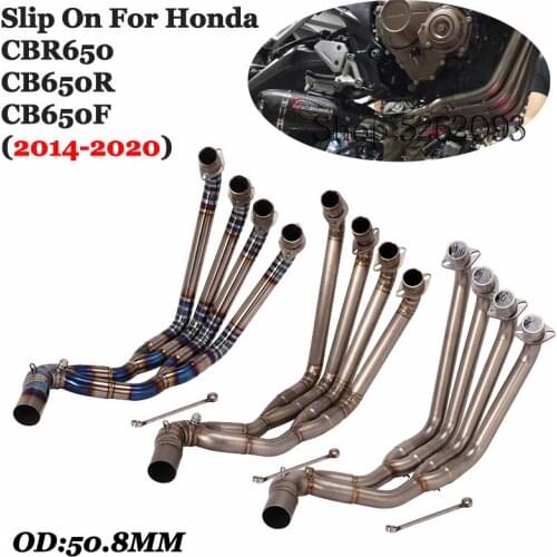 Slip On For Honda CB650F CBR650F CBR650 2014-2018 17 Full Motorcycle Exhaust systems Pipe Front Row Side Tntact Stainless Steel