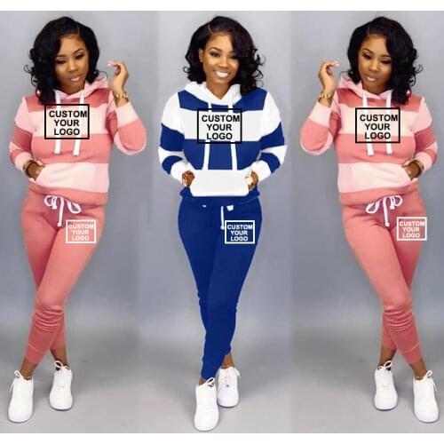 Tracksuit Women Custom Your Logo Two Piece Set Casual Pullover Hoodies+Pants Spring Autumn Female Outfits Sportsuit for Women