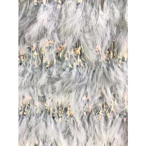 Unique french net lace fabric luxury J-81683 embroidered tulle lace fabric with feather