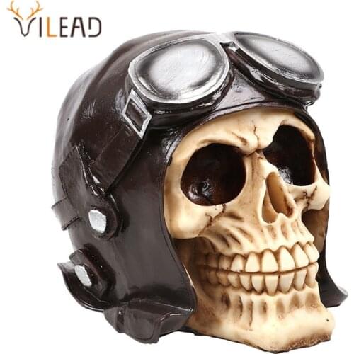 VILEAD Size 1:1 Model Life Skull Ornament High Quality Replica Medical Statues Sculptures Resin Halloween Home Garden Decor