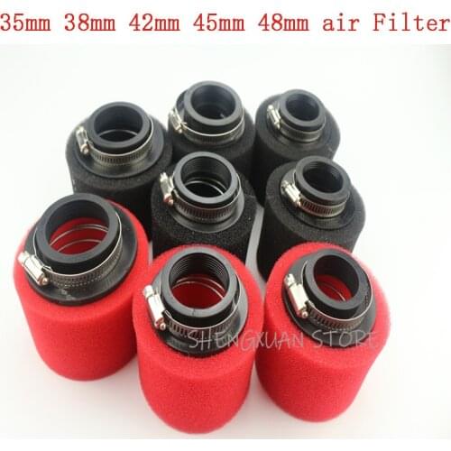 32mm 35mm 38mm 42mm 45mm 48mm Bend Elbow Neck Foam Air Filter Sponge Cleaner Moped Scooter Dirt Pit Bike Motorcycle RED Kayo BSE