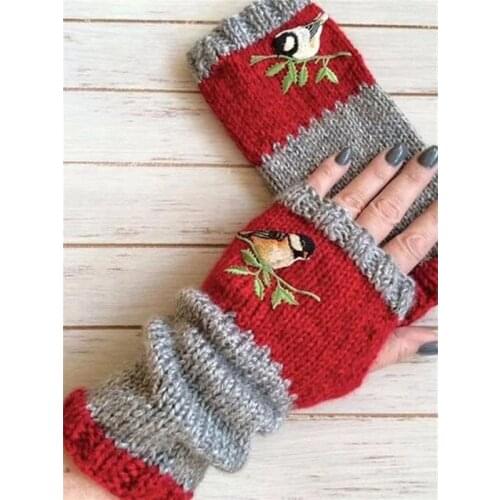 Autumn and winter new ladies gloves 2020 best selling fashion warm stitching embroidered mitts