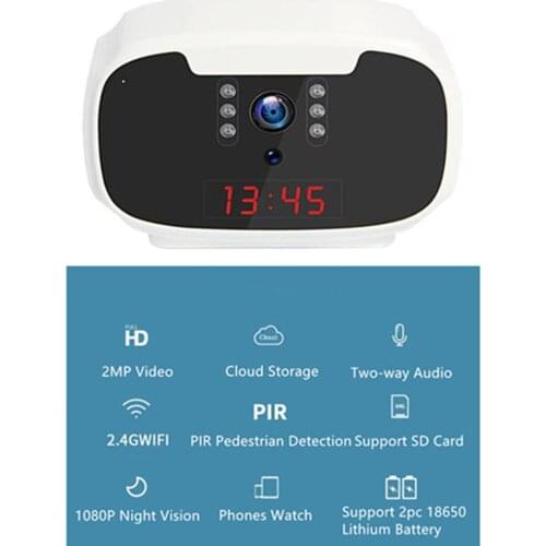 1080P HD Desk Clock Camera Wireless WIFI Camera Micro Cam IR Night View Alarm Camcorder Digital Watch Video Mini DVR Small Cam