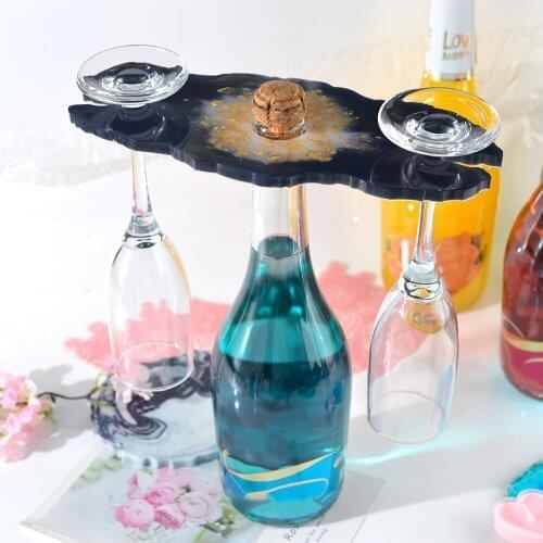 2pcs DIY wine rack mold crystal epoxy mirror silicone mold red wine tray bracket cup holder resin mold