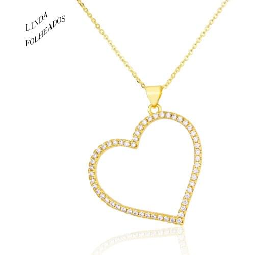 2021 Design Hot Sale Copper Zircon Pendant Necklace Charm Heart Shape Chain Necklaces Best Party Bar Wedding Jewelry Gift
