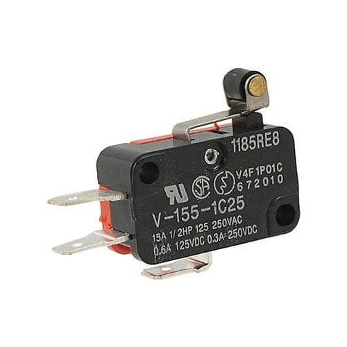 5PCS V-155-1C25 Micro Limit Switch Short Hinge Roller Lever Arm SPDT Snap Action NEW