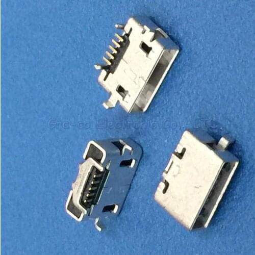 500pcs/lot Micro 5P USB JACK AB type Square Port with horn USB Female socket Tablet PC phone tail plug