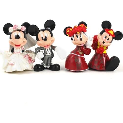 6cm 4pcs/Lot Mickey Minnie Wedding PVC Action Figure Toys Model Doll