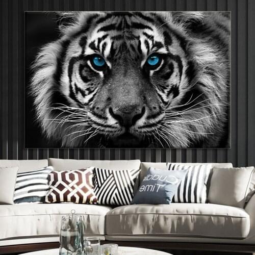 5d Diy Diamond Painting Black and White Tiger Picture Of Rhinestones Diamond Embroidery Full Drill Cross Stitch Beaded Handmade