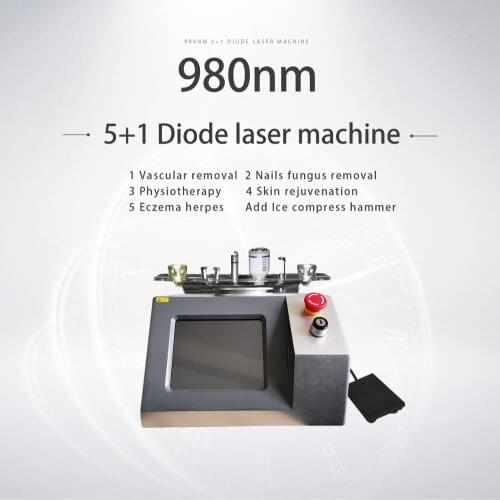 Newest 5IN1 980nm diode laser spider vein removal machine laser pain therepy nail fungus and skin rejuvenation