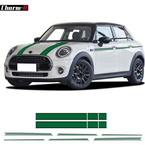 Car Styling Racing Stripes Hood Rear Bonnet Door Side Waistline Decal Stickers for Mini Cooper R55 R56 F54 F55 F56 Accessories