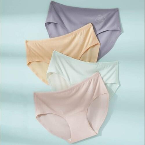Seamless Ice Silk Panties Women For High Quality Soft Underwear Antibacterial Cotton Crotch Breathable Briefs