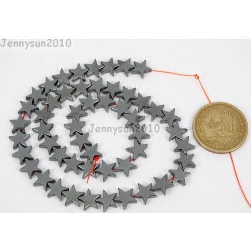 Natural 10mm Black Hematite Gems stone Flat Star Beads 16'' for Jewelry Making Crafts 10 Strands/Pack