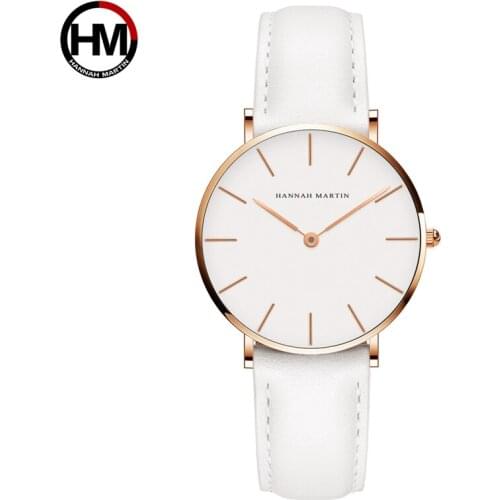 HANNAH MARTIN Luxury Leather Womens Watches Ladies Dress Watches Fashion Casual Quartz Wristwatches Relogio Feminino Clock Gifts