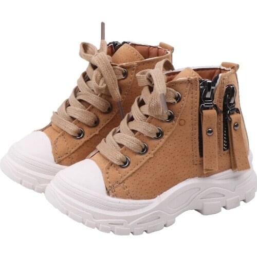 Spring/Autumn Children Boots Girls Boys Leather Zip Rubber Ankle Martin Boots Fashion Baby Boy Girl shoes For Kids Boots 21-30
