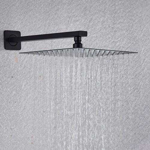 Vidric Vidric Matte Black Rainfall Shower Wall Mounted 1-way Concealed Shower System Single Handle Hot Cold Water Mixer Bathtub