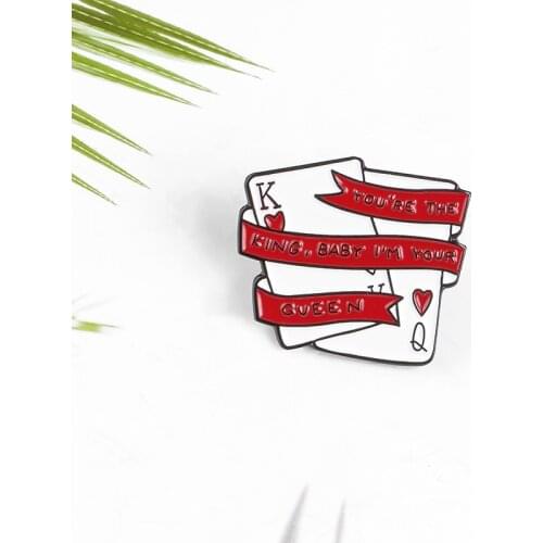 Playing Cards Enamel Pin King And Queen sweet Nothing Brooch Denim Jeans shirt Bag Loving Jewelry Gift for Friends Couple