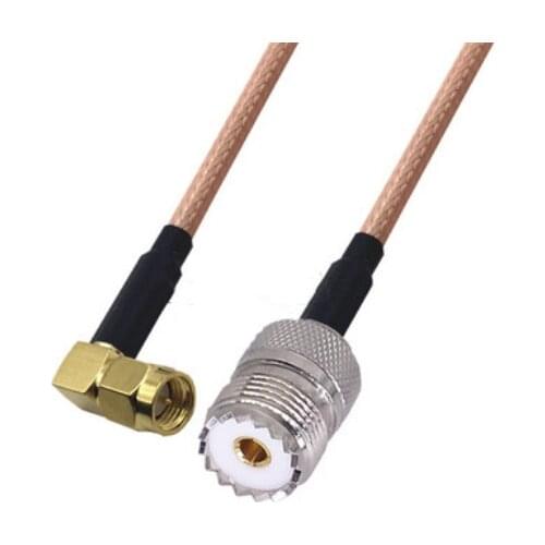 RG400 Cable SMA Male Right Angle to UHF PL259 Female Double Shielded Copper Braid Coax Low Loss Jumper Cable