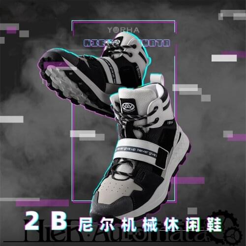 Anime NieR: Automata 2B YoRHa No. 2 Type B Cosplay Casual Sneakers Breathable Hight Shoes Men Women Fashion Student Sport Shoes