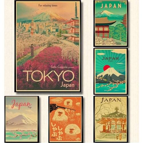 Visit Japan Tokyo Travel Canvas Paintings Vintage Wall Pictures Kraft Posters Coated Wall Stickers Home/Bar Decoration