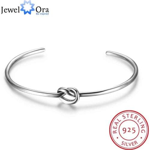Hot Selling Women 925 Sterling Silver Bracelets Bangles Knot Design Girl Trendy Jewelry Accessories Gift (Jewel Ora BA102049)