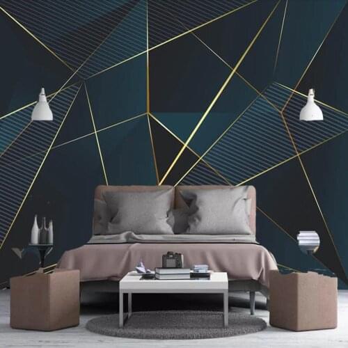 Milofi custom 3D wallpaper mural light luxury retro abstract geometric lines Nordic background wall living room bedroom decorati