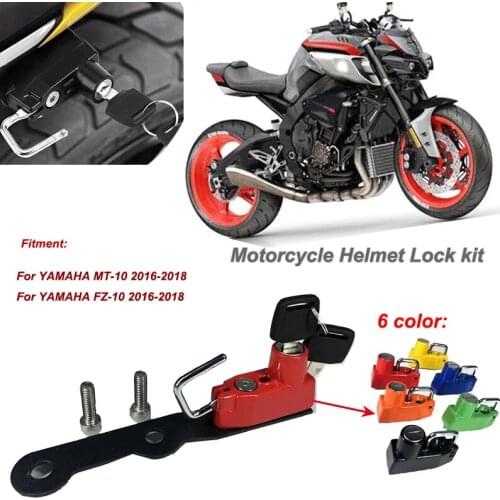 MT10 FZ10 Motorcycle Helmet Lock Kit Six Color Aluminum Alloy with 2 Keys fits for Yamaha MT-10 FZ-10 2016 2017 2018 New